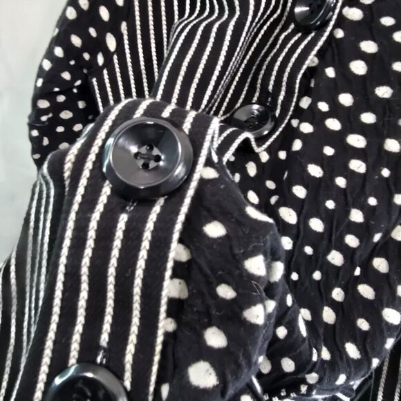 Vintage Coatigan Womens Large Black White Dot Artsy Sweater Cardigan Button Long - Picture 10 of 14